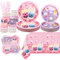 Obussgar Bubble Tea Decorations - MilkTea Party Supplies with Plates, Cups, Tissues, Tablecloth, Straws for Girls' Birthday Party (20)