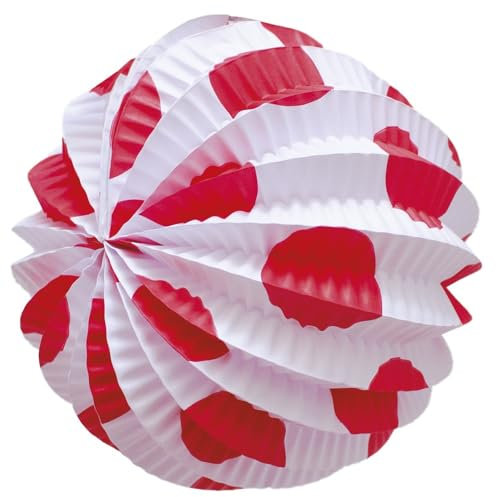 Weiße Laternen mit großen roten Punkten | 22 cm Durchmesser | Packung mit 12 Laternen für die Messe | echte Lampions sind sofort einsatzbereit | Nexum Market