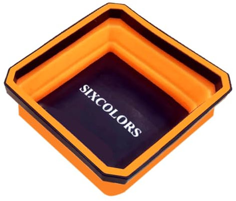SIXCOLORS Magnetschale Faltbares Tablett, Werkstatt Zubehör für kleine Bolzen Schrauben Muttern, Unterlegscheiben und Andere Kleinteile Werkzeuge, Silikonschale Orange Werkzeugträger