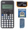 Casio FX-82 DE CW mit Jeans-Tasche hellblau, Zirkelset orange und Garantie
