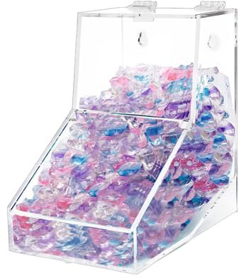 Laundry Pods Container, Acrylic Dishwasher Pod Container with 2 Lids, Candy Dispenser, Coffee Pod Holder, Dishwasher Pods Container for Laundry Room, Kitchen, Home, Office Stand-used or Wall Mounted