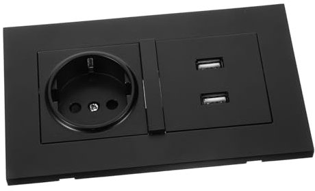 OSALADI Dual Usb Wandsteckdose Mit Zwei Steckdosen Europäischer Standard Ladeleistung Für Hotel Restaurant Und Zuhause Schwarz