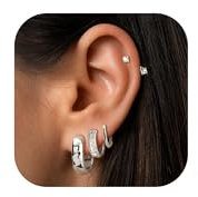 FIOROYAL 4/5 Paar Ohrringe Gold Set für Damen,Chirurgenstahl Chunky Creolen Gold Silber Ohrstecker Ear Cuff Set Hypoallergen Leichte Creolen Ohrringe Set Silber Gold SCZ