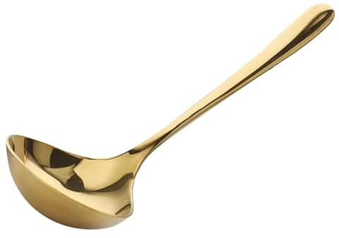 Louche à Soupe, Louche de Cuisine en Acier Inoxydable 304, Cuillère, Outils de Wok avec Long Manche pour la Maison, Dorée