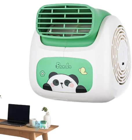 Panda Shape Desktop Air Conditioner Fan | USB Bladeless Personal Air Conditioner | Compact AC for Small Rooms, Turbocharging Technology, Car-Friendly Design for Women and Kids