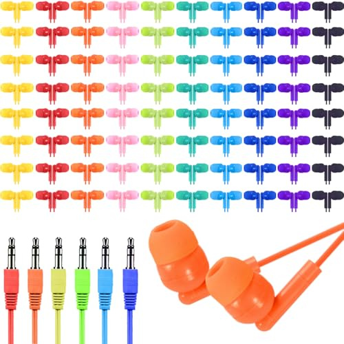 Ladont In-Ear-Kopfhörer für Klassenzimmer, Schule, Schüler K-12, preisgünstige In-Ear-Kopfhörer mit 3,5-mm-Klinkenstecker, kabelgebundene Kopfhörer für Kinder, Jungen, Mädchen, Kleinkinder, 200 Stück