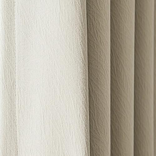 Dsnyu Gardinen Esszimmer, Vorhang XXL Beige Volltonfarbe Polyester Vorhänge für Schlafzimmer Wohnzimmer 2er Set 137x244cm BxH