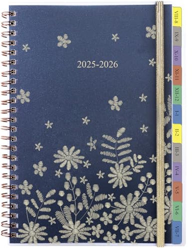 Terminplaner 2025 2026 A5 Ringbuch mit uhrzeiten, Kalender 2025 2026 Wochenplaner 1 Woche 2 Seite mit Monatsübersicht, Tasche, Spiralbindung Planer 2025/2026 Terminkalender Buchkalender, Aug.25-Jul.26