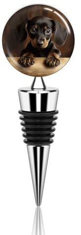 Dog Dachshund Wine Bottle Stopper Reusable Leak Proof Zinc Alloy Wine Stoppers for Wine Bottles Good Sealing Easy To Clean Suitable For Home Hotel Club Bar Party