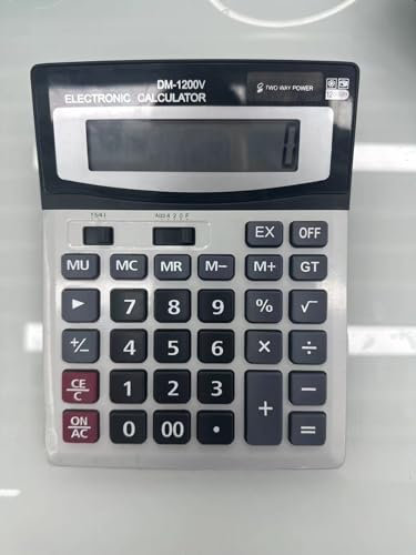 YEBMoo Calculadora de escritorio de 12 dígitos con pantalla LCD grande y botón sensible, energía solar dual y batería, función estándar para oficina (YE1200v)