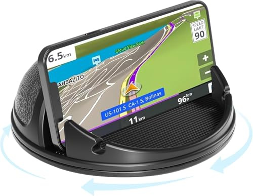 Loncaster Support Telephone Voiture [Rotatif Horizontal à 360 °] Support de téléphone en Silicone pour Tableau de Bord, Support de téléphone Portable Mains Libres Compatible avec iPhone Samsung