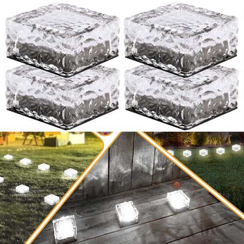 ZeiLaBang Kakadi Set Solar Pflastersteine Außenleuchte,4 Stück LED Solar Bodenleuchten Solarlampen Außen,Wegbeleuchtung Wasserdicht Pflastersteine,Dekoration Lichter für Garten,Balkon,Pfad