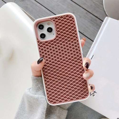 RNOZX Für iPhone 12mini Waffel-Schuhsohle Handyhülle Silikon Back-Vans-Case Cover (Für iPhone 12mini/Braun-Weiß)