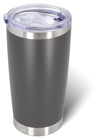 AIANJI 20oz Tumbler Bulk Stainless Steel Tumblers with Lid Vacuum Insulated Double Wall Travel Coffee Mug Powder Coated Tumbler Cup for Hot and Cold Drinks(Grey, 1 pack)