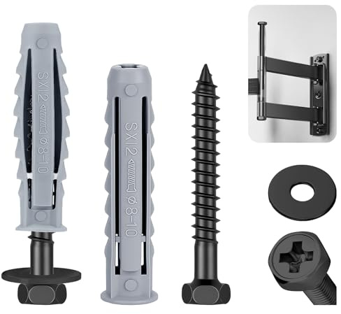 ddckj 15 Pcs Wall Plugs for TV Bracket Fixings M8X60 Wall Bolts with Expansion Plugs and Washers for Mounting Television, Sky Shelf Bracket, Water Heaters and Kitchen Cabinets.