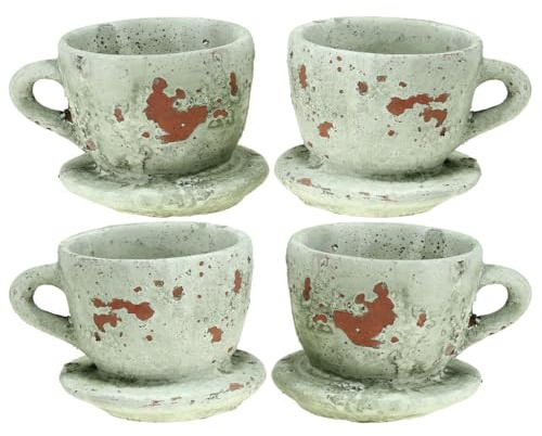 Viana Pflanztopf Übertopf Tasse Ton Vintage Ø8cm H6,5cm Set 4St