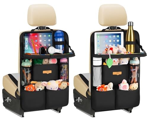 SURDOCA Autositz Organizer mit Klapptisch, 7 Taschen, Tablet-Tasche, Hängende Rücksitz-Organizer für Kinder & Reisen, Universal für die meisten Autos