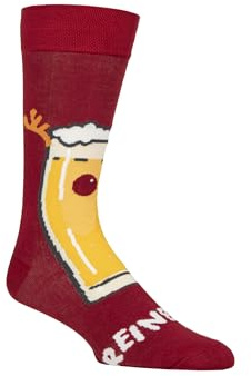 SockShop Lazy Panda Christmas Socks Men's,Women's, Soft Bamboo, Novelty, Fun, Xmas Patterned, Gift Idea,1 Pair, Sizes 4-8,7-11,12-14 (UK, Numeric, 7, 11, Regular, Regular, Reinbeer)
