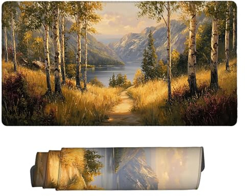 Tapis de Souris de Jeu, 700 x 400 mm XXL Grand Tapis Souris Gaming, Antidérapant Étanche, Extended XXL Long Clavier Mouse Pad, Accessoire Bureau, pour Gamer, Ordinateur, PC (Bouleau Blanc) Z-12