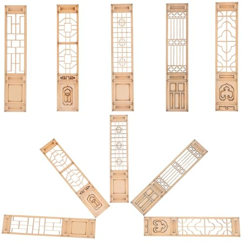 FOMIYES Mini Paravent Décoratif en Bois, 10 Pièces, Écran Miniature Chinois pour Maison de Poupée, Accessoire Décoratif Miniature pour Micro-Paysage et Maquette, Accessoire Photographie