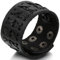 JewelryWe Herren Breites Lederarmband Schwarz: 3,6cm Breite Kreuz Geflochten Verstellbar Leder Armband Männer Armreif Manschette mit Legierung Druckknopf