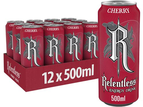 Relentless Cherry Energy Drink, 500 ml, Pack of 12
