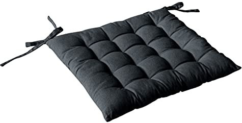 Enjoy Home, Galette de Chaise piquée, Gris Foncé, carré 38x38cm, 100% Coton, Attache par Nouettes, Idéal pour Une Assise Confortable, Collection Panama