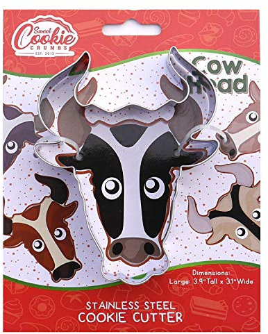 Sweet Cookie Crumbs Edelstahl-Kuhkopf-Keksausstecher, 1 Stück