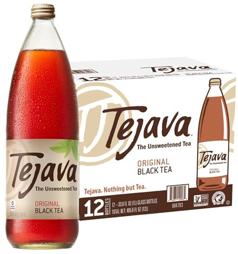 Tejava Original Unsweetened Black Iced Tea, 1 Liter, Pack of 12