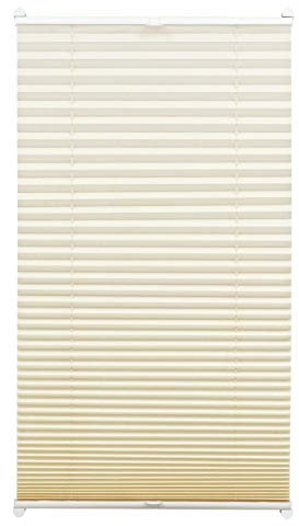 GARDINIA Plissee zum Klemmen, Blickdichtes Faltrollo, Alle Montage-Teile inklusive, EASYFIX Plissee verspannt mit Zwei Bedienschienen, Elfenbein, 45 x 130 cm (BxH)