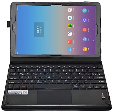 MQ für Galaxy Tab A 10.5 - Bluetooth Tastatur Tasche mit Touchpad für Samsung Galaxy Tab A 10.5 | Tastatur Hülle für Galaxy Tab A 10.5 LTE SM-T595 WiFi T590 | Touchpad Tastatur Layout QWERTZ, Schwarz
