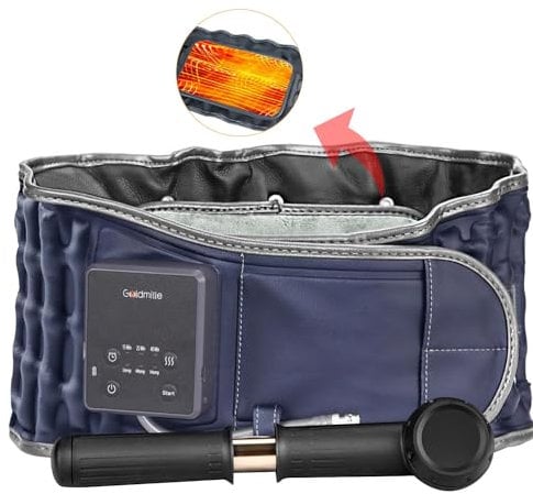 Goldmille Cordless Heating Decompression Back Belt for Lower Back Pain Relief, Inflatable Lumbar Traction Device with Heating Pad Powered by 4000mAh Rechargeable Battery, One Size Fits 29-49 Waist