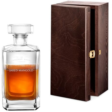 Maverton Whisky Karaffe mit Gravur - Whisky Dekanter - 700ml - Geschenk zum Geburtstag für Männer - Gentleman Whiskey