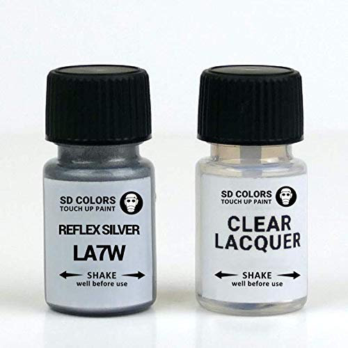 SD COLORS REFLEX SILVER LA7W A7W 8E Neuer Ausbesserungslack, 15 ML, Reparaturpinsel, Farbcode LA7W A7W 8E Reflex Silver (Farbe + Lack)