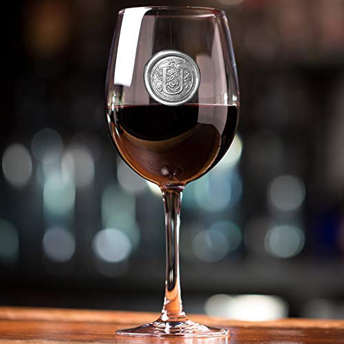 English Pewter Company Personalised Wine Glass with Your Choice of Initial - Unique Gift for Men or Women, Birthdays, Anniversaries,Wedding [MON421] (U)