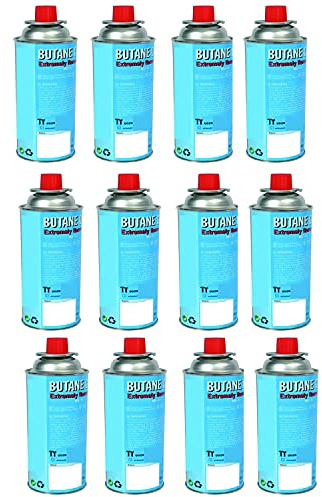 Universal Butangaskartuschen Gaskartuschen für Campingkocher und Unkrautvernichter, Camping Butan Gas, Gaskocher, Gasherd (9,90EUR/KG), Menge Butangas:12 Stück (9.90EUR/KG)