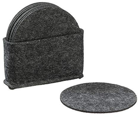 Cepewa Untersetzer 8er Set Filzuntersetzer Glasuntersetzer Glas Getränke Tischuntersetzer in Filzbox dunkelgrau