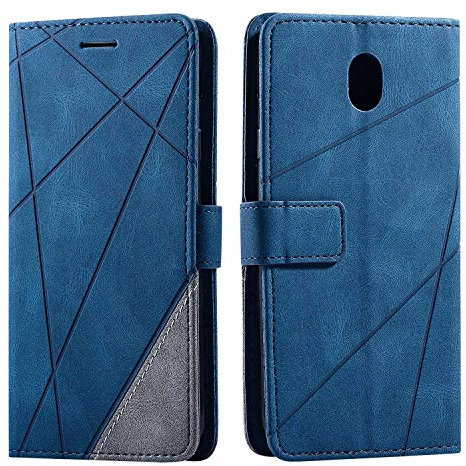SONWO Hülle für Samsung Galaxy J7 2017, Premium Leder PU Handyhülle Flip Case Wallet Silikon Bumper Schutzhülle Klapphülle für Galaxy J7 2017, Blau