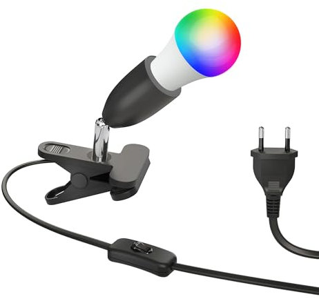 ledscom.de E27 Klemmleuchte LIK, schwarz inkl. Smart Home RGBW LED Lampe, 8,89W, 892lm