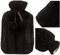 Premium Faux Fur HOT Water Bottle with Warm Fluffy Teddy Fleece Cover Natural (Faux Fur - Black)**G