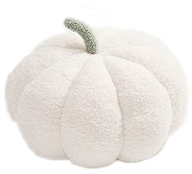 SZETOSY Cuscino decorativo a forma di zucca per divano, decorazione per la casa, illustrazione di Kingdergarden, Halloween, cuscino decorativo da 28 cm, colore bianco