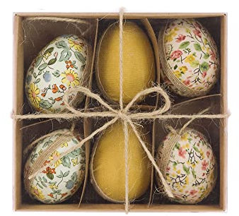 Floristrywarehouse Box mit 6 rustikalen Vintage-Ostereiern zum Aufhängen, 5,7 cm