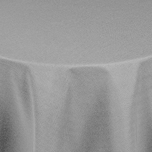Tischdecke | Hellgrau - Rund - 160cm | Gartentischdecke | Outdoor-Decke | Lotus-Effekt | Leinen-Optik | Schmutzabweisend