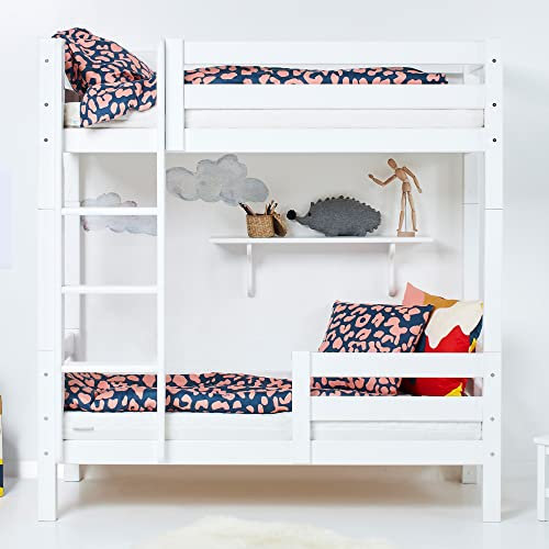 Hoppekids ECO Luxury Etagenbett, Kinder- und Ferienwohnung-geeignet | 70 x 160 cm unten und Oben, Gerade Leiter + Rausfallschutz | Nordische Kiefer – Langlebig, Überlegener Komfort