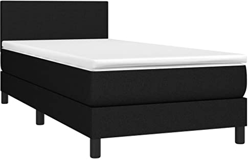 vidaXL Boxspringbett mit Matratze Bett Einzelbett Polsterbett Bettgestell Lattenrost Bettrahmen Schlafzimmerbett Hotelbett Schwarz 90x200cm Stoff