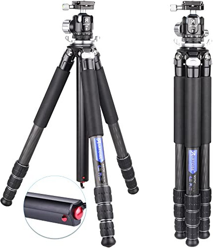 Carbon Fiber Camera Tripod with 36mm Low Profile Ball Head ARTCISE NS75C Professional Compact Tripod,Special-Shaped Center Column,10 Layers Carbon Fiber, 28mm Leg Tube,Max Load 44lbs/20kg