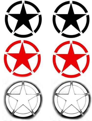 Adesivi Modificati Con Stella a Cinque Punte - 6 Pezzi per Auto, Decorazioni, Kit off Road Stella Militare US Army (13 cm)