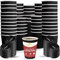 Chef Royale 100x 12oz Black Ripple Disposable Coffee Cups With Lids - Insulated Triple Walled Takeaway Coffee Cups- Disposable Cups for Hot and Cold Drinks for Christmas, Birthdays Parties (100, 12oz)