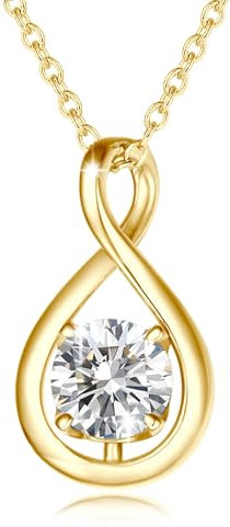 FANCIME CZ Kette April Geburtstein Halskette Damen Gelbgold plattiert Sterling Silber Infinity Anhänger Mütter Tag Feiner Schmuck Geschenke für Mutter Ihre