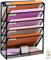 PLSOPPKG Hängeorganizer Wandablagefächer 6 Etagen Wandmontage Schreibtisch Organizer, A4 Zeitschriftenhalter Wand Hängende Wandordner Dokumente Metall Büro Dokument Organizer für Zuhause Großes Gitter